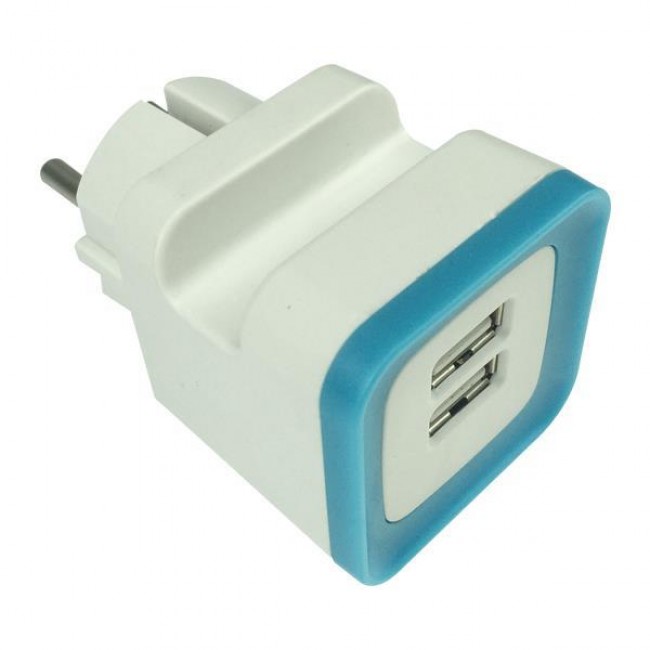 ΑΝΤΑΠΤΟΡΑΣ ΑΠΟ ΣΟΥΚΟ ΣΕ 2 USB 5V DC 2,4A ΜΠΛΕ ΑΝΤΑΠΤΟΡΑΣ ΑΠΟ ΣΟΥΚΟ ΣΕ 2 USB 5V DC 2,4A ΜΠΛΕ