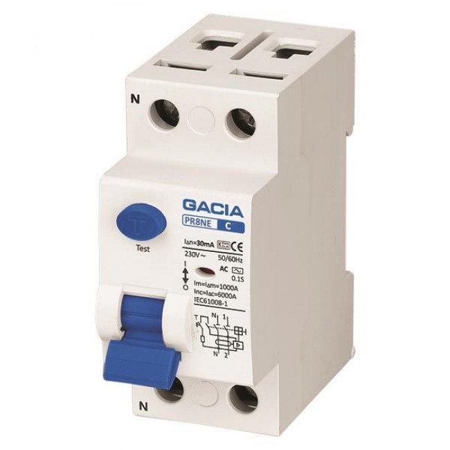 ΡΕΛΕ ΔΙΑΡΡΟΗΣ 2Χ63Α 6KA 30mA GACIA TYPE A ΡΕΛΕ ΔΙΑΡΡΟΗΣ 2Χ63Α 6KA 30mA GACIA TYPE A