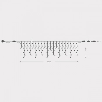 ΒΡΟΧΗ, 144 LED 5mm, 230V, ΕΠΕΚΤΑΣΗ ΕΩΣ 8, ΠΡΟΕΚΤΑΣΗ ΠΑΡΟΧΗΣ 150cm, ΠΡΑΣΙΝΟ ΚΑΛΩΔΙΟ, ΚΑΟΥΤΣΟΥΚ, ΛΕΥΚΟ LED, 300cmx60cm, ΙΡ65