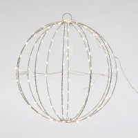 ΑΣΗΜΙ ΜΕΤΑΛΛΙΚΗ ΜΠΑΛΑ ΦΩΤΙΖΟΜΕΝΗ 30cm, 144 MINI LED, ΣΤΑΘΕΡΟΣ ΜΕΤΑΣΧΗΜΑΤΙΣΤΗΣ, ΑΣΗΜΙ ΧΑΛΚΙΝΟ ΚΑΛΩΔΙΟ, ΘΕΡΜΟ ΛΕΥΚΟ LED, ΠΡΟΕΚΤΑΣΗ ΠΑΡΟΧΗΣ 3m, IP44