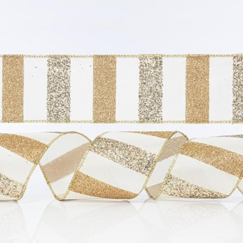 ΚΟΡΔΕΛΑ ΜΠΕΖ, ΜΕ ΧΡΥΣΕΣ GLITTER ΛΩΡΙΔΕΣ, 6,35cm, 10Y