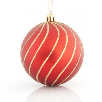 ΜΠΑΛΑ ΠΛΑΣΤΙΚΗ,  ΚΟΚΚΙΝΗ ΜΑΤ ΜΕ ΧΡΥΣΗ ΔΙΑΚΟΣΜΗΣΗ, ΣΕΤ 6ΤΜΧ, 8cm