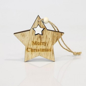 ΑΣΤΕΡΙ ΞΥΛΙΝΟ, ΜΕ ΛΕΥΚΕΣ ΛΕΠΤΟΜΕΡΕΙΕΣ, 7,5x8,5x0,8cm.