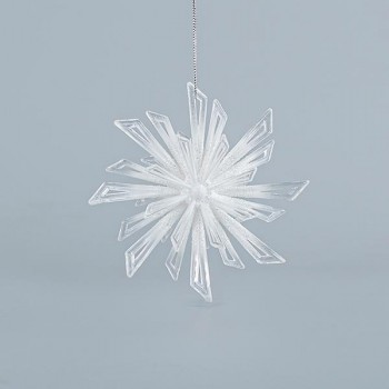 ΧΙΟΝΟΝΙΦΑΔΑ ΑΚΡΥΛΙΚΗ, ΛΕΥΚΗ ΜΕ ΑΣΗΜΙ GLITTER, 12,5x12,5cm