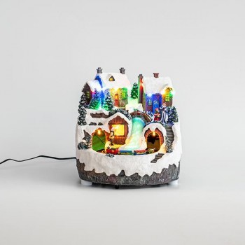 ΧΩΡΙΟ ΧΙΟΝΙΣΜΕΝΟ ΜΕ ΤΡΕΝΟ, 13 LED, ΜΕ ΜΕΤΑΣΧΗΜΑΤΙΣΤΗ, ΜΕ ΚΙΝΗΣΗ, 22x22x21cm