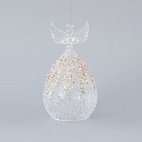 ΓΥΑΛΙΝΟ ΣΤΟΛΙΔΙ, ΑΓΓΕΛΟΣ, ΔΙΑΦΑΝΟ ΜΕ ΧΡΥΣΟ GLITTER, ΣΕΤ 2ΤΜΧ, 9,5x17,5cm