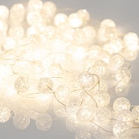 ΣΕΙΡΑ, 100 MINI LED ΜΕ ΑΚΡΥΛΙΚΕΣ ΜΠΑΛΙΤΣΕΣ 2cm, 4,5V ΜΕΤΑΣΧΗΜΑΤΙΣΤΗ, ΑΣΗΜΙ ΧΑΛΚΙΝΟ ΚΑΛΩΔΙΟ, ΘΕΡΜΟ ΛΕΥΚΟ LED, ΑΝΑ 5cm, ΠΡΟΕΚΤΑΣΗ ΠΑΡΟΧΗΣ 3m, IP44