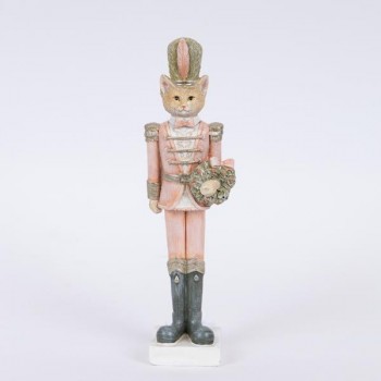 ΔΙΑΚΟΣΜΗΤΙΚΟ ΠΟΛΥΡΕΖΙΝ, ΓΑΤΑ ΣΤΡΑΤΙΩΤΗΣ, ΡΟΖ, 6,5x5x23cm