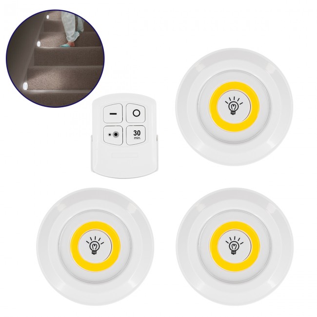 GloboStar® 79045 Φωτιστικά Νυκτός Μπαταρίας LED COB 6W 600lm με Timer & Ασύρματο Χειριστήριο RF - ΣΕΤ 3 Τεμαχίων Θερμό Λευκό 3000K GloboStar® 79045 Φωτιστικά Νυκτός Μπαταρίας LED COB 6W 600lm με Timer & Ασύρματο Χειριστήριο RF - ΣΕΤ 3 Τεμαχίων Θερμό Λευκό 3000K