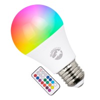 GloboStar® 76069 Λάμπα E27 A60 LED 5W 430lm 260° AC 85-265V Γλόμπος με Ασύρματο Χειριστήριο IR RGB & Θερμό Λευκό 3000K Dimmable