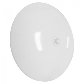 GloboStar® 90449-1 Πλαφονιέρα Οροφής 12W AC 230V 1080lm 180° Αδιάβροχη IP54 Φ28cm με PIR Ανιχνευτή-Αισθητήρα Κίνησης 360° 6m και Αισθητήρα Ημέρας-Νύχτας - Motion Sensor Ψυχρό Λευκό 6000K