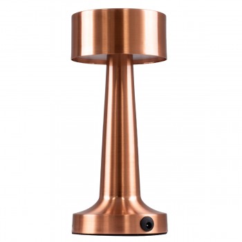 GloboStar® BELLA 76505 Μοντέρνο Επιτραπέζιο Φωτιστικό Πορτατίφ LED 1.5W 105lm 120° DC 5V Επαναφορτιζόμενο με Μπαταρία Li-ion 1800mAh - Διακόπτη Αφής με 3 Εντάσεις Φωτισμού Θερμό Λευκό 2700K Dimmable - Φ9 x 21cm - Χάλκινο
