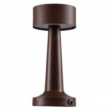GloboStar® BELLA 76507 Μοντέρνο Επιτραπέζιο Φωτιστικό Πορτατίφ LED 1.5W 105lm 120° DC 5V Επαναφορτιζόμενο με Μπαταρία Li-ion 1800mAh - Διακόπτη Αφής με 3 Εντάσεις Φωτισμού Θερμό Λευκό 2700K Dimmable - Φ9 x 21cm - Σκούρο Καφέ