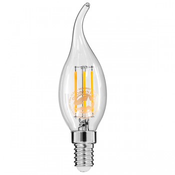 GloboStar® 99002 Λάμπα E14 C35T Κεράκι LED FILAMENT 4W 440 lm 320° AC 85-265V Φλόγα Flame Edison Retro με Διάφανο Γυαλί Θερμό Λευκό 2700 K Dimmable