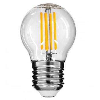 GloboStar® 99004 Λάμπα LED Long Filament E27 G45 Γλομπάκι 4W 400lm 360° AC 220-240V IP20 Φ4.5 x Υ7.5cm Θερμό Λευκό 2700K με Διάφανο Γυαλί - Dimmable - 3 Years Warranty