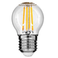 GloboStar® 99005 Λάμπα LED Long Filament E27 G45 Γλομπάκι 5W 500lm 360° AC 220-240V IP20 Φ4.5 x Υ7.5cm Θερμό Λευκό 2700K με Διάφανο Γυαλί - Dimmable - 3 Years Warranty