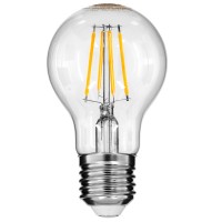 GloboStar® 99006 Λάμπα LED Long Filament E27 A60 Γλόμπος 6W 600lm 360° AC 220-240V IP20 Φ6 x Υ10.5cm Θερμό Λευκό 2700K με Διάφανο Γυαλί - Dimmable - 3 Χρόνια Εγγύηση