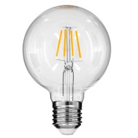 GloboStar® 99009 Λάμπα LED Long Filament E27 G95 Γλόμπος 4W 400lm 360° AC 220-240V IP20 Φ9.5 x Υ13.5cm Θερμό Λευκό 2700K με Διάφανο Γυαλί - Dimmable - 3 Years Warranty