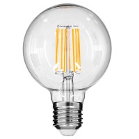 GloboStar® 99011 Λάμπα LED Long Filament E27 G95 Γλόμπος 12W 1200lm 360° AC 220-240V IP20 Φ9.5 x Υ13.5cm Θερμό Λευκό 2700K με Διάφανο Γυαλί - Dimmable - 3 Years Warranty