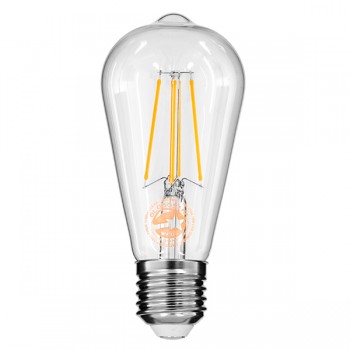 GloboStar® 99017 Λάμπα LED Long Filament E27 ST64 Αχλάδι 10W 1000lm 360° AC 220-240V IP20 Φ6.4 x Υ14cm Θερμό Λευκό 2700K με Διάφανο Γυαλί - Dimmable - 3 Years Warranty