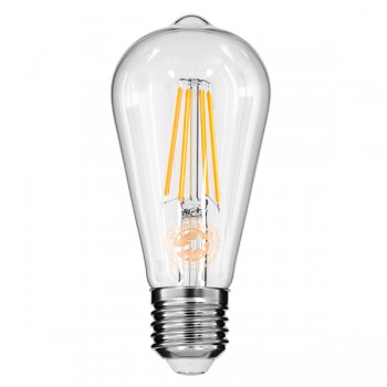 GloboStar® 99016 Λάμπα LED Long Filament E27 ST64 Αχλάδι 8W 800lm 360° AC 220-240V IP20 Φ6.4 x Υ14cm Θερμό Λευκό 2700K με Διάφανο Γυαλί - Dimmable - 3 Years Warranty