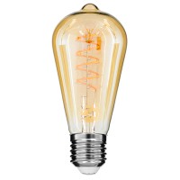 GloboStar® 99144 Λάμπα LED Soft S Spiral Filament E27 ST64 Αχλάδι 4W 280lm 360° AC 220-240V IP20 Φ6.4 x Υ14cm Ultra Θερμό Λευκό 2200K με Μελί Γυαλί - Dimmable - 3 Χρόνια Εγγύηση