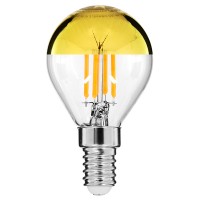 GloboStar® 99105 Λάμπα E14 G45 Γλομπάκι με Ανεστραμμένο Χρυσό Καθρέπτη LED FILAMENT 4W 420 lm 320° AC 85-265V Edison Retro με Διάφανο-Χρυσό Γυαλί Ultra Θερμό Λευκό 2200 K Dimmable