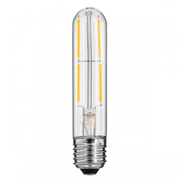 GloboStar® 99019 Λάμπα LED Long Filament E27 T30 Σωλήνας 4W 400lm 360° AC 220-240V IP20 Φ3 x Υ13.5cm Θερμό Λευκό 2700K με Διάφανο Γυαλί - Dimmable - 3 Years Warranty