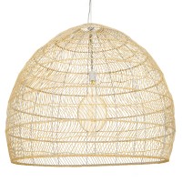 GloboStar® MALIBU 00974 Vintage Κρεμαστό Φωτιστικό Οροφής Μονόφωτο 1 x E27 Μπεζ Ξύλινο Bamboo Φ100 x Y86cm