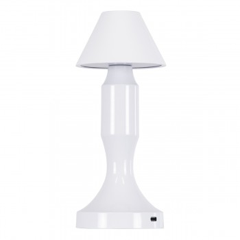 GloboStar® LUNNA 76476 Μοντέρνο Επιτραπέζιο Φωτιστικό Πορτατίφ LED 1.5W 105lm 120° DC 5V Επαναφορτιζόμενο με Μπαταρία Li-ion 1800mAh - Διακόπτη Αφής με 3 Εναλλαγές Φωτισμού CCT Θερμό - Φυσικό - Ψυχρό 1500K - 4500K - 6000K Dimmable - D9 x 23cm - Λευκό