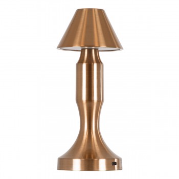 GloboStar® LUNNA 76479 Μοντέρνο Επιτραπέζιο Φωτιστικό Πορτατίφ LED 1.5W 105lm 120° DC 5V Επαναφορτιζόμενο με Μπαταρία Li-ion 1800mAh - Διακόπτη Αφής με 3 Εναλλαγές Φωτισμού CCT Θερμό - Φυσικό - Ψυχρό 1500K - 4500K - 6000K Dimmable - D9 x 23cm - Χάλκινο