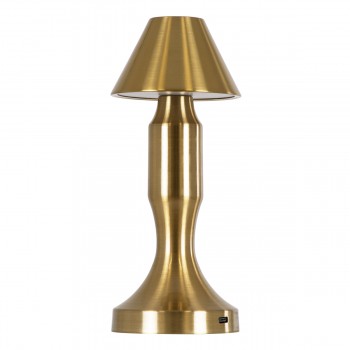 GloboStar® LUNNA 76480 Μοντέρνο Επιτραπέζιο Φωτιστικό Πορτατίφ LED 1.5W 105lm 120° DC 5V Επαναφορτιζόμενο με Μπαταρία Li-ion 1800mAh - Διακόπτη Αφής με 3 Εναλλαγές Φωτισμού CCT Θερμό - Φυσικό - Ψυχρό 1500K - 4500K - 6000K Dimmable - D9 x 23cm - Χρυσό