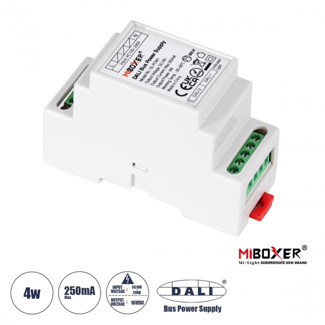 GloboStar® 71420 DL-POW1 Mi-BOXER DC DALI BUS Power Supply Τροφοδοτικό SELV AC 100-240V σε DC 16V 2 Καναλιών DC 16V 2 x 125mA 2W - Max 250mA 4W - IP20 - Din Rail Ράγας - Μ9 x Π3.4 x Υ6cm - 5 Years Warranty GloboStar® 71420 DL-POW1 Mi-BOXER DC DALI BUS Power Supply Τροφοδοτικό SELV AC 100-240V σε DC 16V 2 Καναλιών DC 16V 2 x 125mA 2W - Max 250mA 4W - IP20 - Din Rail Ράγας - Μ9 x Π3.4 x Υ6cm - 5 Years Warranty