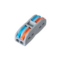 GloboStar® FAST-CONNECT 69911 Διπλή Κλέμα Ταχείας Σύνδεσης & Διακλάδωσης Καλωδίων - 2 x Είσοδοι & 2 x Έξοδοι με Συμβατή Διατομή Καλωδίων 0.08mm² έως 2.5mm² - 250V/4KV 32A Max - Μ2 x Π4 x Υ1.5cm - Γκρι με Πορτοκαλί & Μπλε - Πακέτο 5 Τεμαχίων - 5 Years Warr