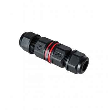 GloboStar® FAST-CONNECT 69921 Διπλός Ι Αδιάβροχος IP68 Σύνδεσμος Ταχείας Σύνδεσης & Διακλάδωσης Καλωδίων - 1 x Είσοδος & 1 x Έξοδος - Εσωτερική Τετραπλή Κλέμα με Συμβατή Διατομή Καλωδίων 4 x 0.5mm² έως 4 x 1.5mm² - 450V 16A Max - Φ2.5 x Υ9cm - Μαύρο - 5 Y