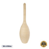 GloboStar® PARADIS 01846 Boho Επιδαπέδιο Φωτιστικό Μονόφωτο 1 x E27 AC220-240V IP20 - Φ50 x Υ180cm - Μπεζ Ξύλινο Ρατάν Πλέγμα