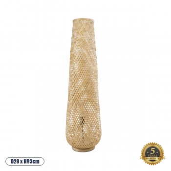 GloboStar® MAMIZU 02109 Boho Επιδαπέδιο Φωτιστικό Μονόφωτο 1 x E27 AC220-240V IP20 - Φ28 x Υ93cm - Μπεζ Ξύλινο Μπαμπού Πλέγμα